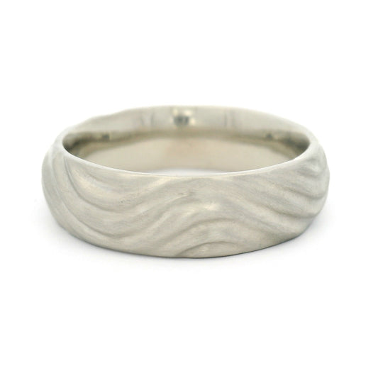 10k White 6.5mm Wide Sculpted Wave Band