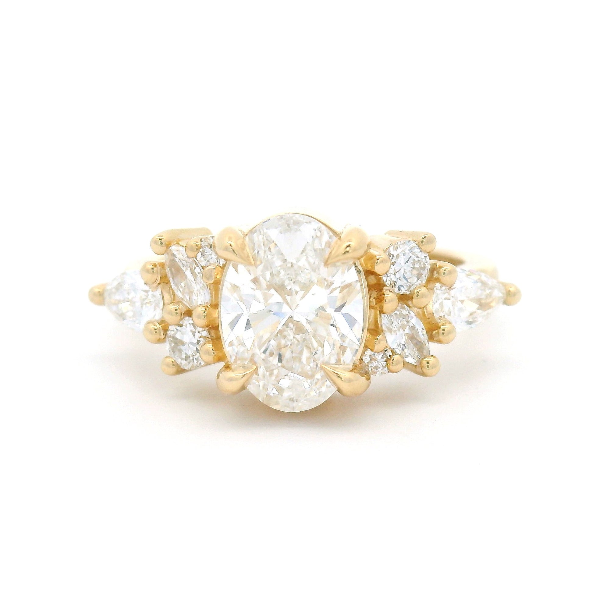 14k Yellow Engagement Ring with 1.5ct Oval Lab-Grown Diamond and Accent Lab Diamonds