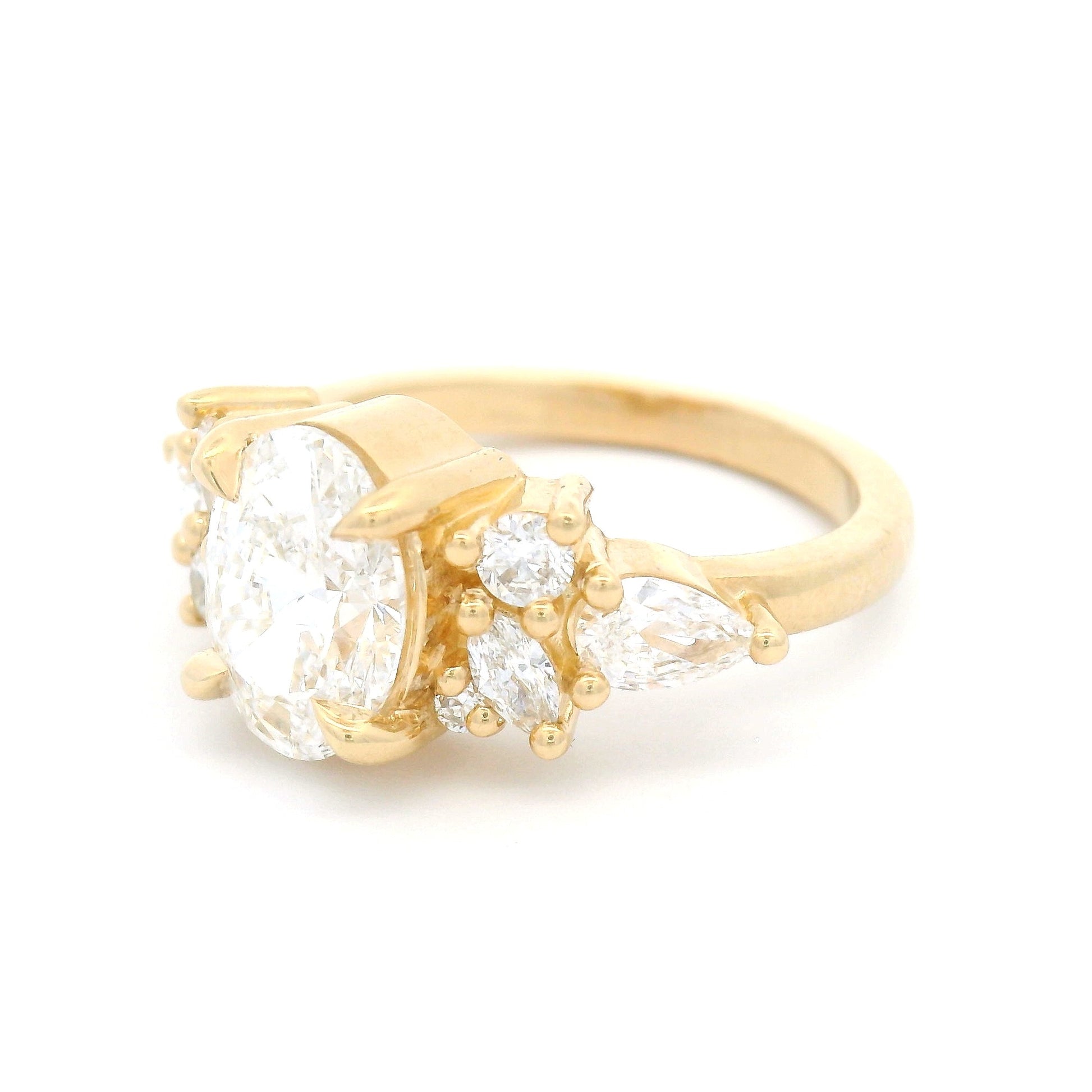 14k Yellow Engagement Ring with 1.5ct Oval Lab-Grown Diamond and Accent Lab Diamonds