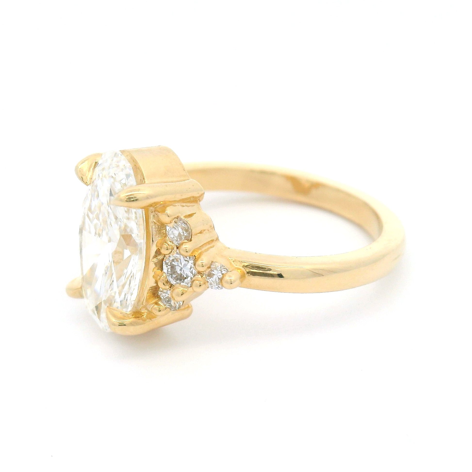 14k Yellow Engagement Ring with 2.41ct Oval Lab-Grown Diamond & Accent Lab Diamonds