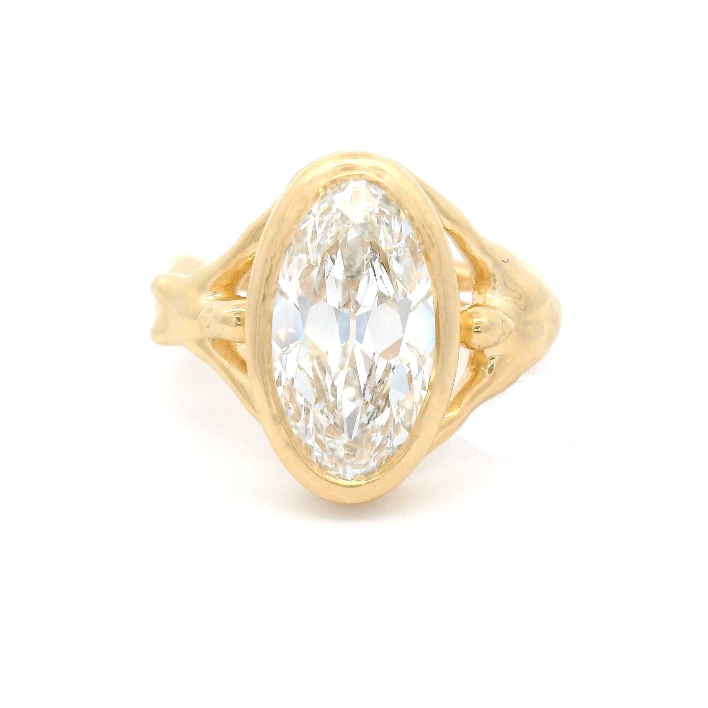 14k Yellow Bezel-Set Solitaire with 3.77ct Lab-Grown Oval Diamond