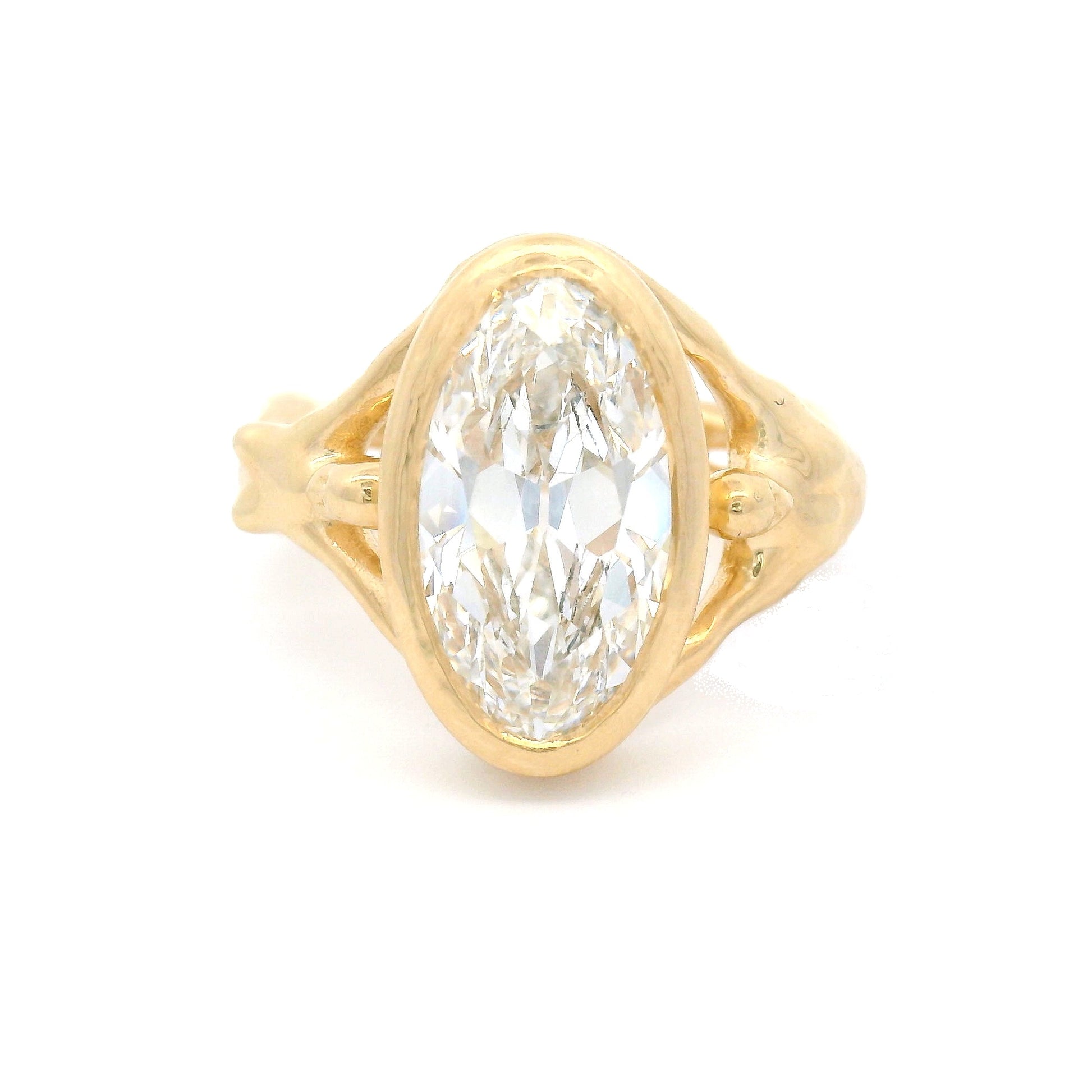 14k Yellow Bezel-Set Solitaire with 3.77ct Lab-Grown Oval Diamond
