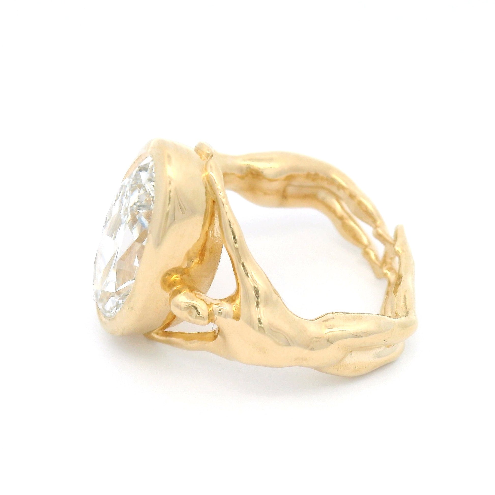 14k Yellow Bezel-Set Solitaire with 3.77ct Lab-Grown Oval Diamond