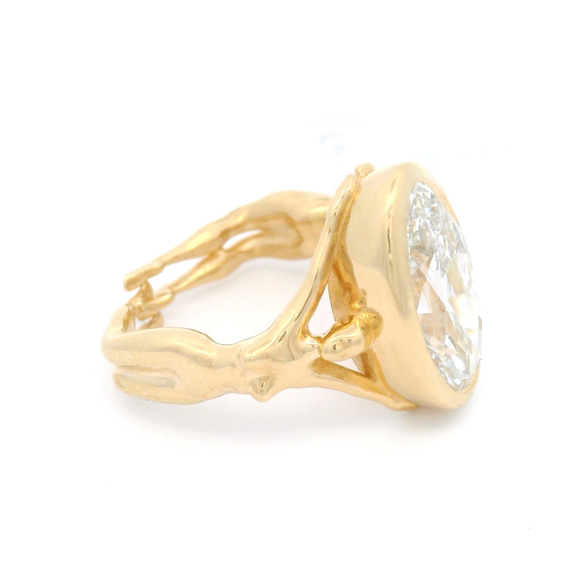 14k Yellow Bezel-Set Solitaire with 3.77ct Lab-Grown Oval Diamond