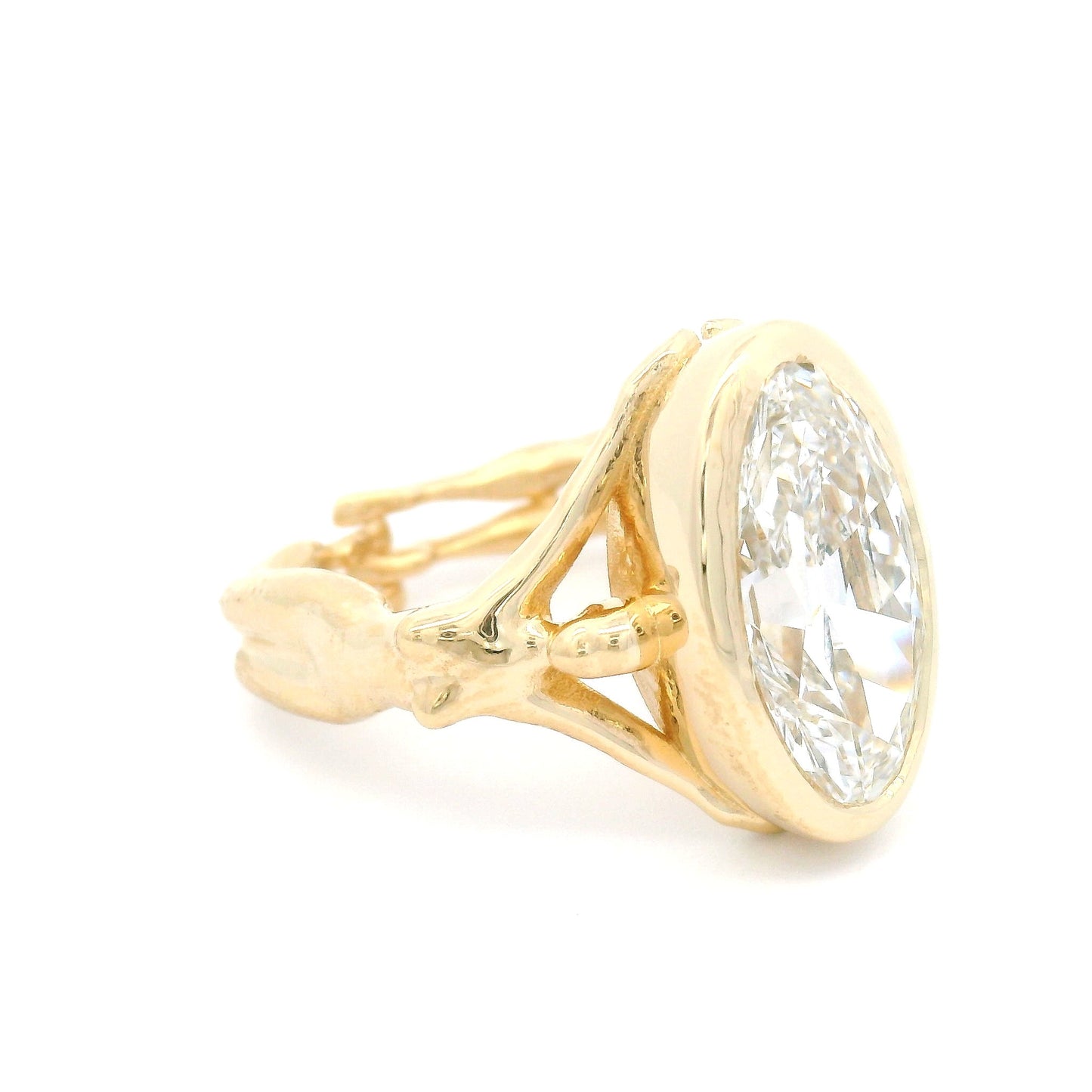 14k Yellow Bezel-Set Solitaire with 3.77ct Lab-Grown Oval Diamond