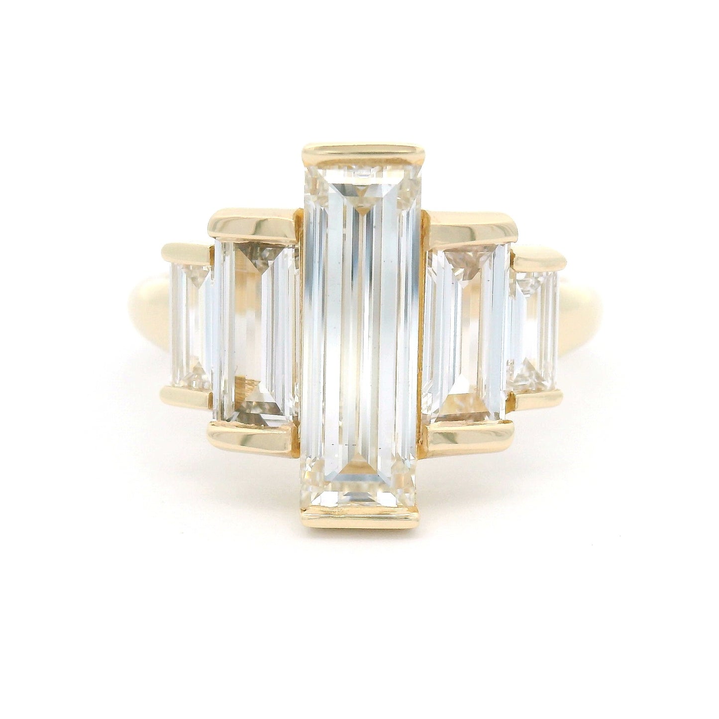 14k Yellow Engagement Ring with 3.18cts of Lab-Grown Baguette Cut Diamonds