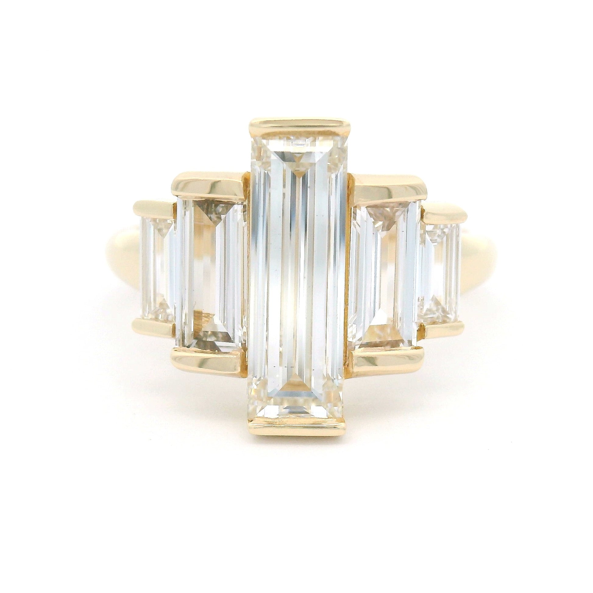 14k Yellow Engagement Ring with 3.18cts of Lab-Grown Baguette Cut Diamonds