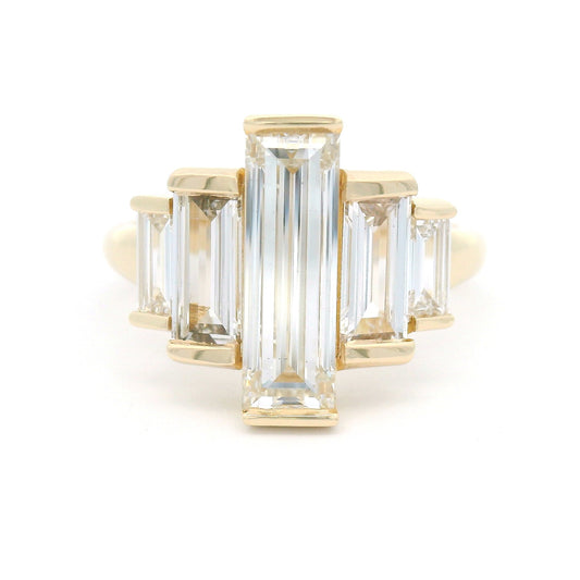 14k Yellow Engagement Ring with 3.18cts of Lab-Grown Baguette Cut Diamonds
