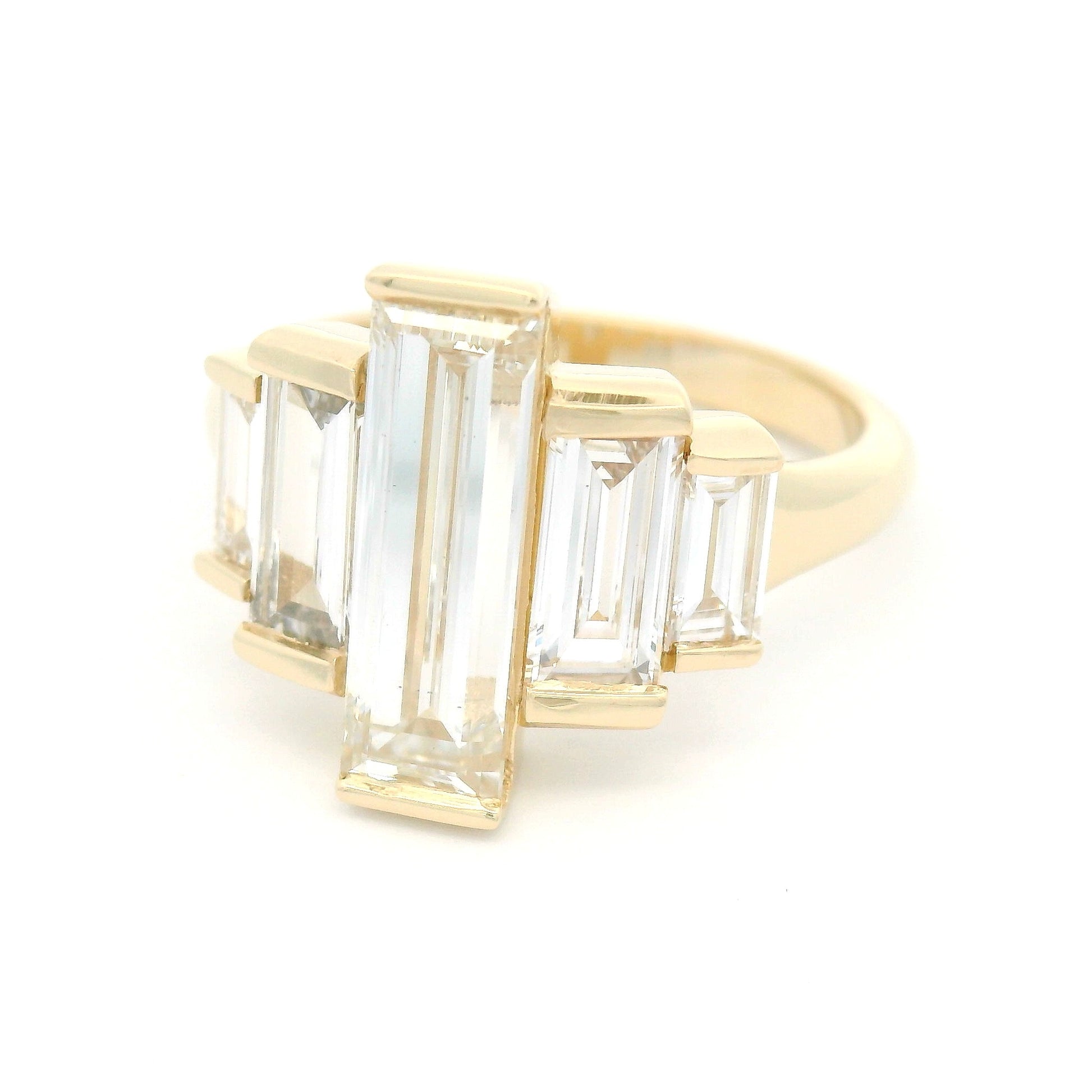 14k Yellow Engagement Ring with 3.18cts of Lab-Grown Baguette Cut Diamonds