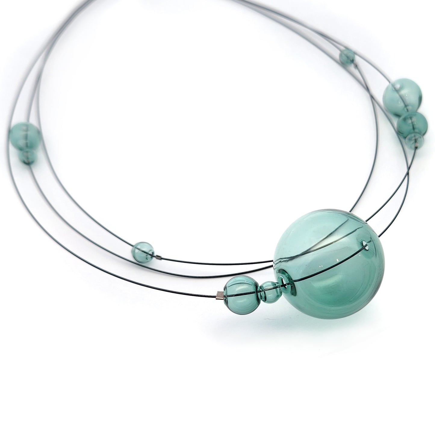 Teal Glass Ball Layer Necklace