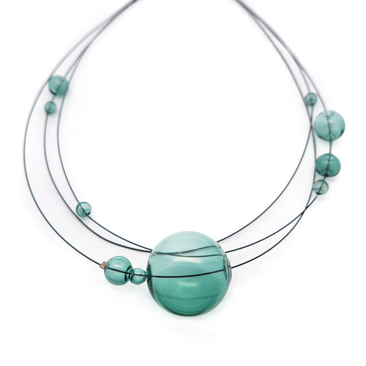 Teal Glass Ball Layer Necklace