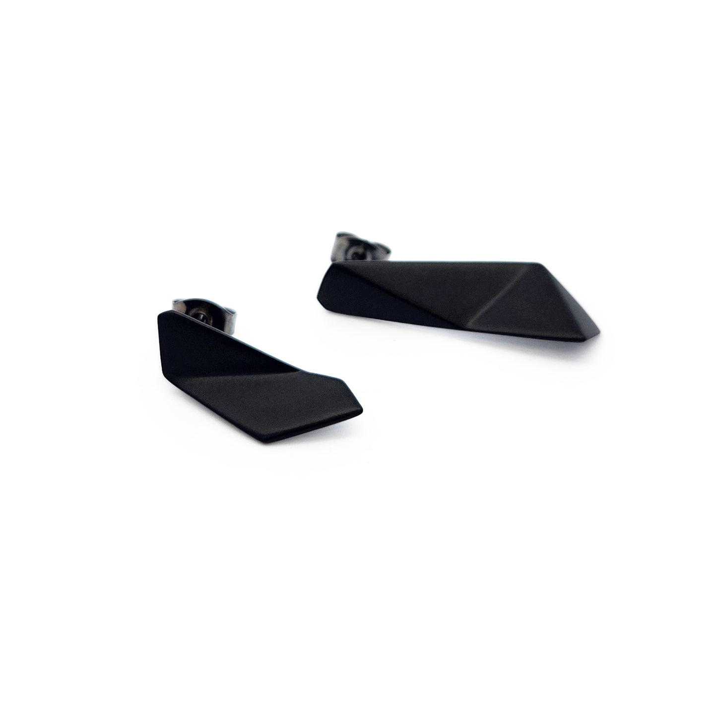 Asymmetric Faceted Black Studs