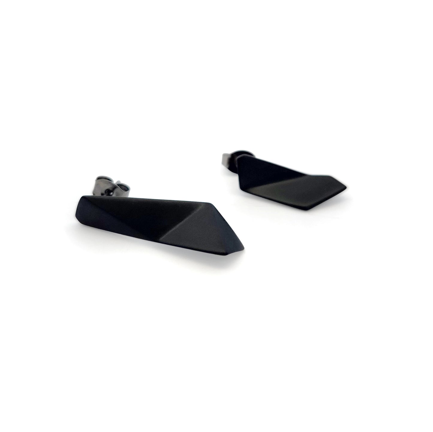 Asymmetric Faceted Black Studs