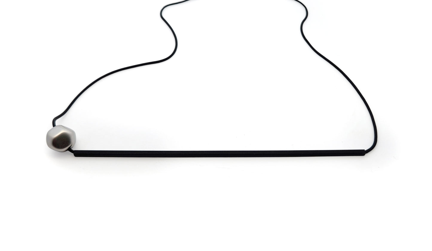 Long Rhodium Bar Necklace