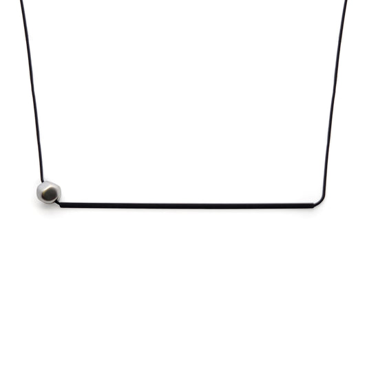 Long Rhodium Bar Necklace