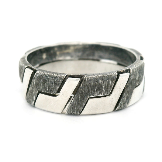 Sterling Silver Interlocking Puzzle Texture Band