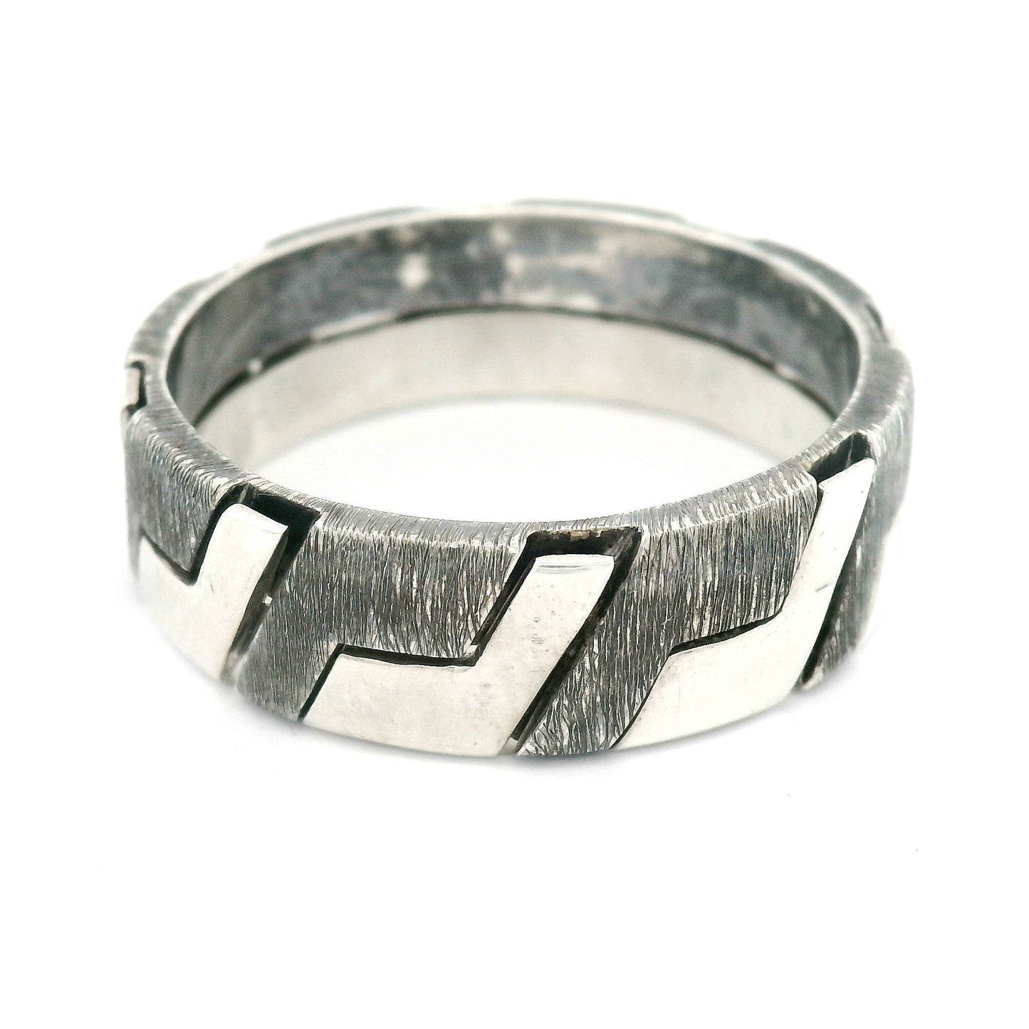 Sterling Silver Interlocking Puzzle Texture Band