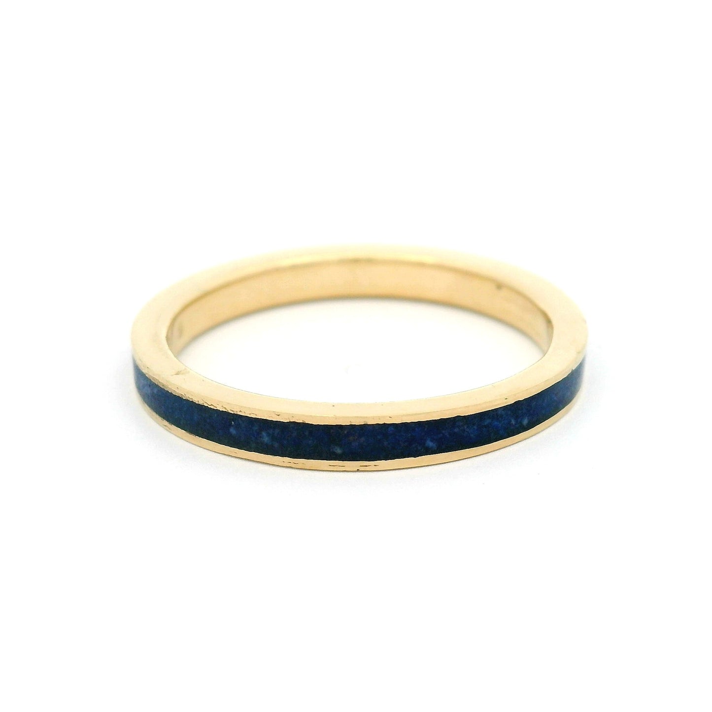 14K Yellow Gold 2.5mm Wide Band with Inlaid Lapis Lazuli