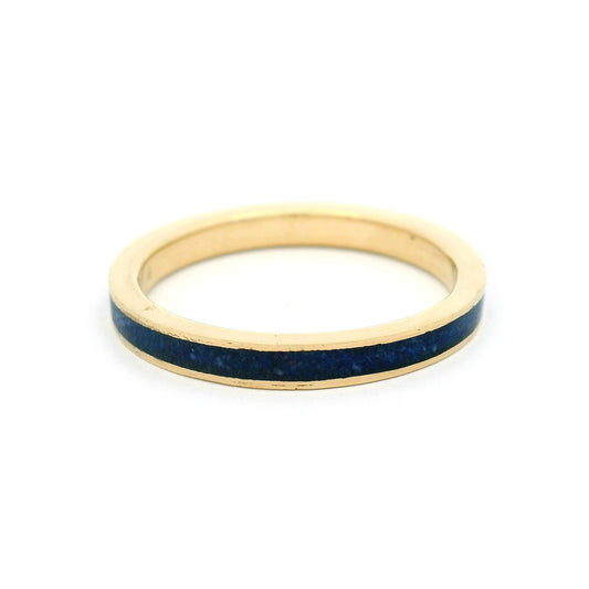 14K Yellow Gold 2.5mm Wide Band with Inlaid Lapis Lazuli