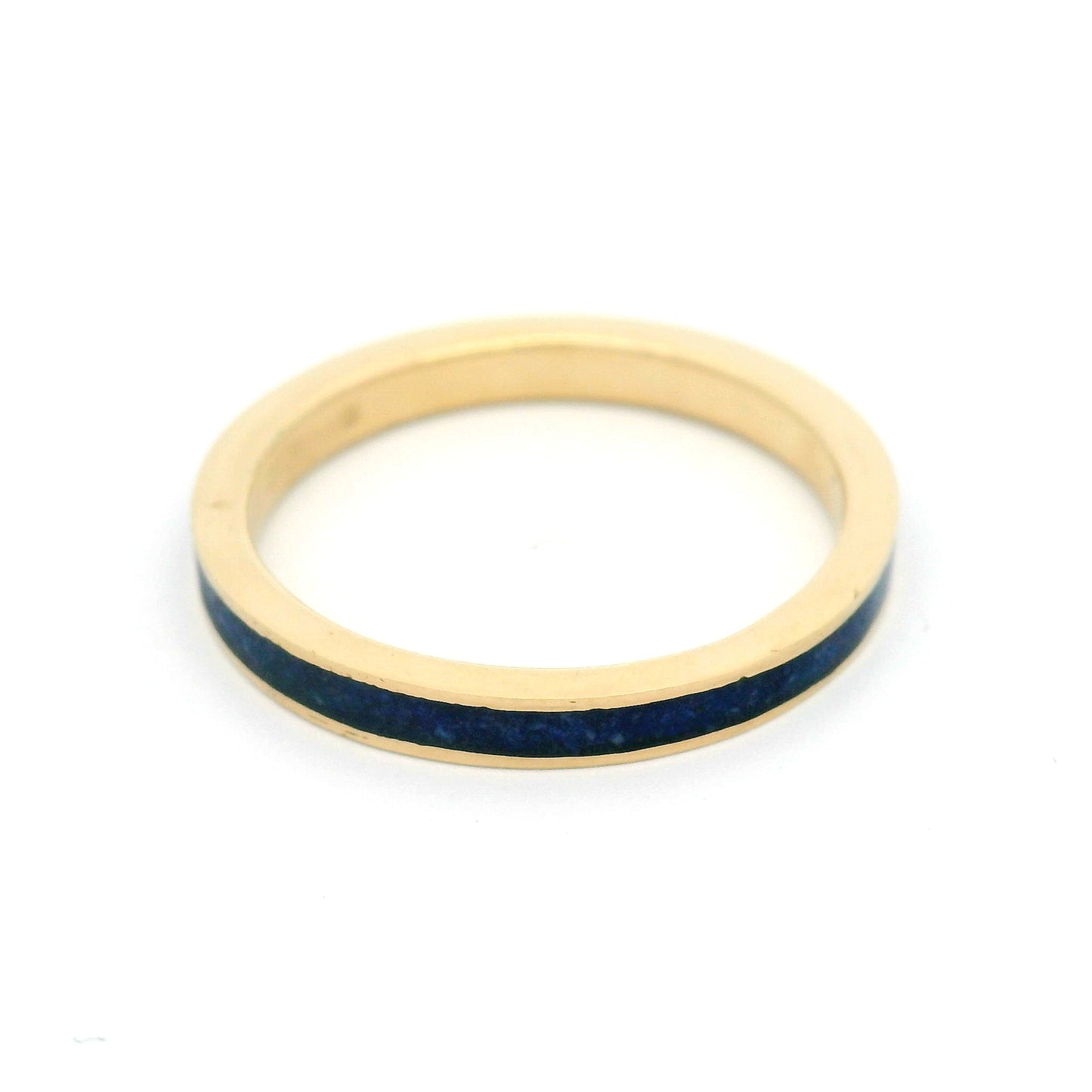 14K Yellow Gold 2.5mm Wide Band with Inlaid Lapis Lazuli