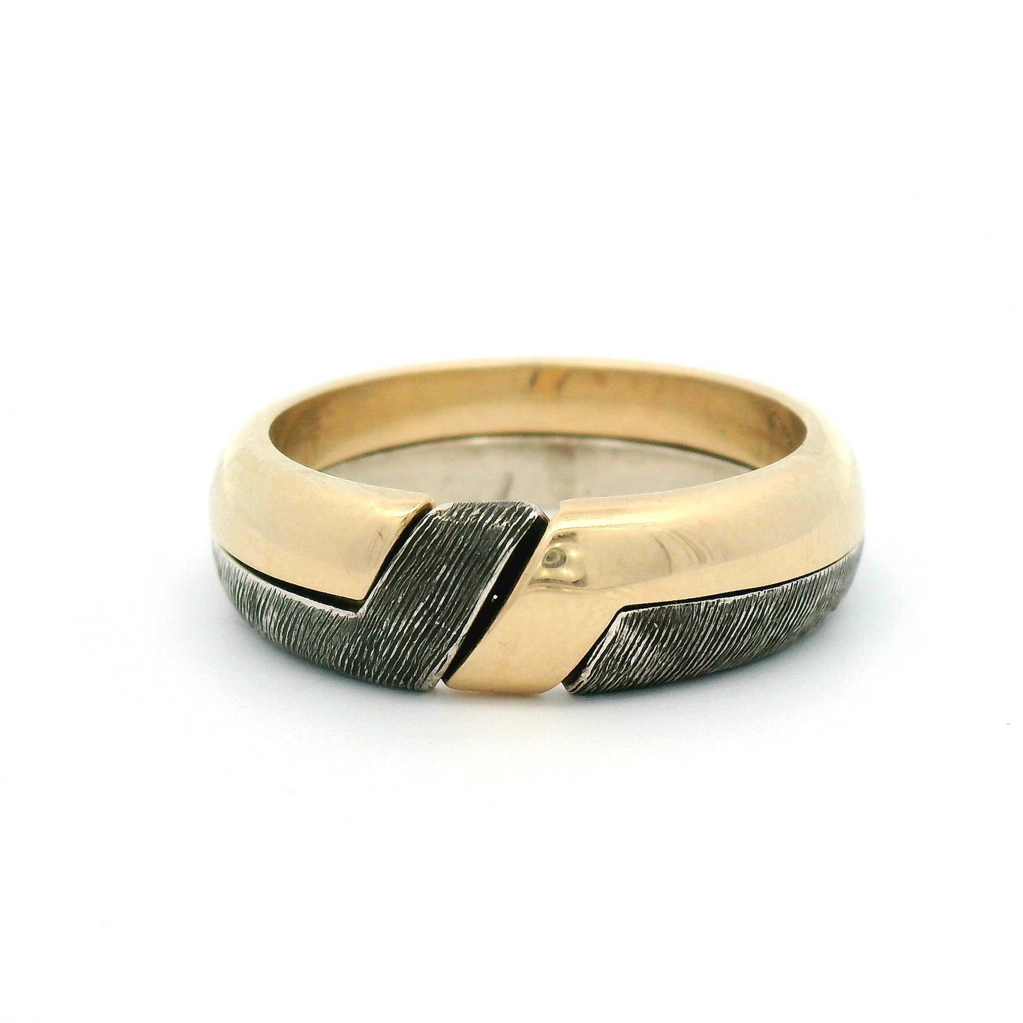 10k Yellow and Sterling Silver Interlocking Puzzle Band