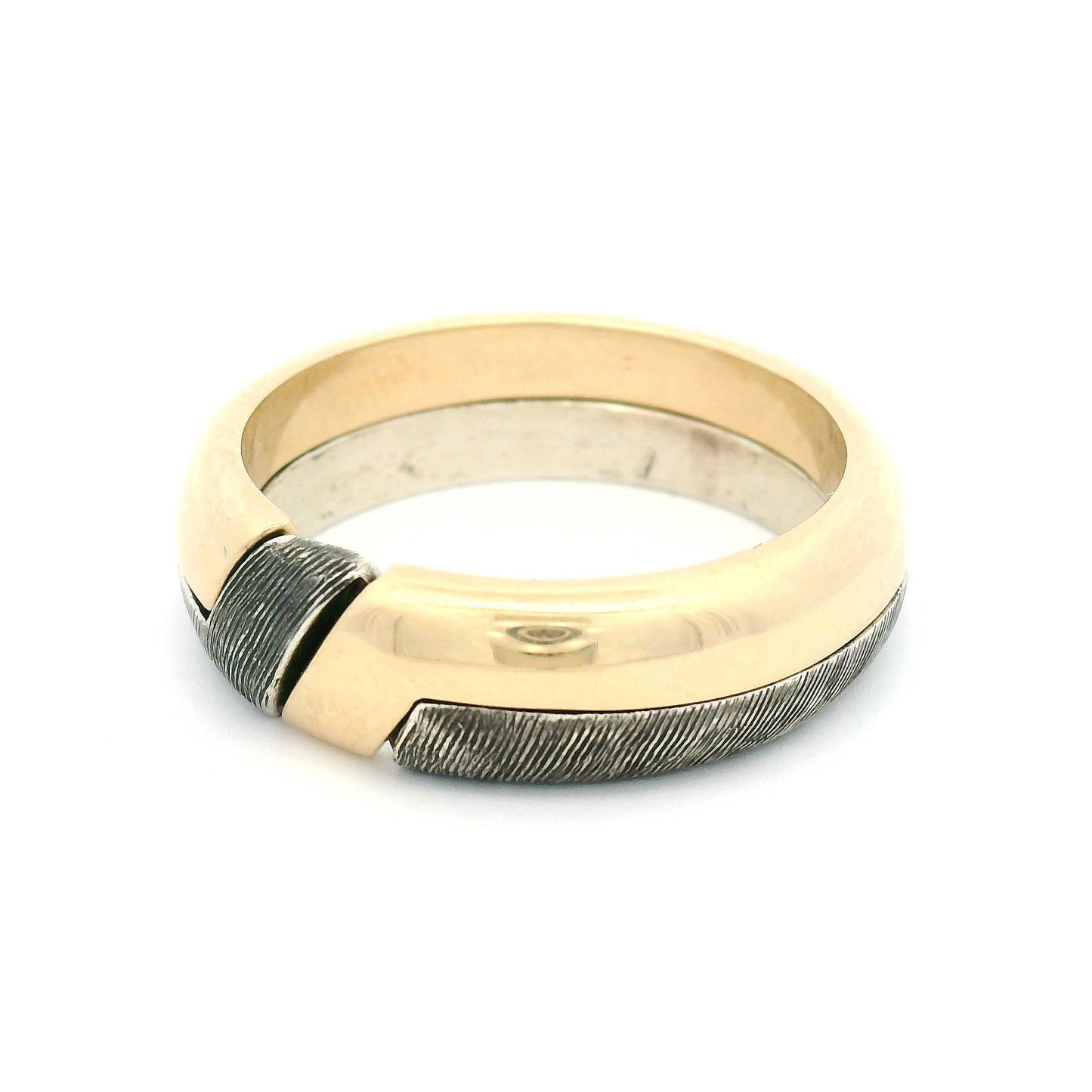 10k Yellow and Sterling Silver Interlocking Puzzle Band