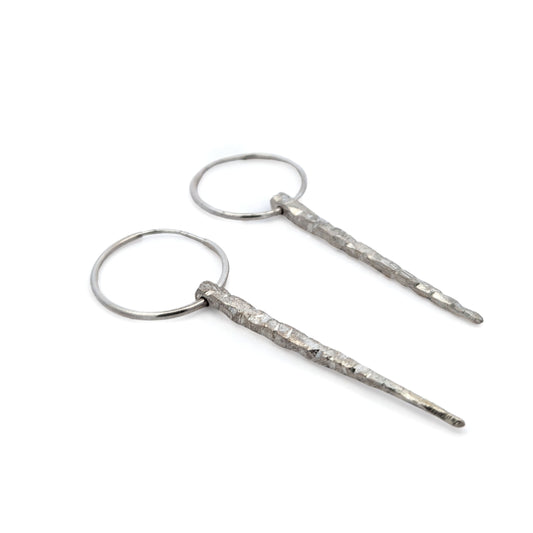 Long Silver Icicle Hoop Earrings