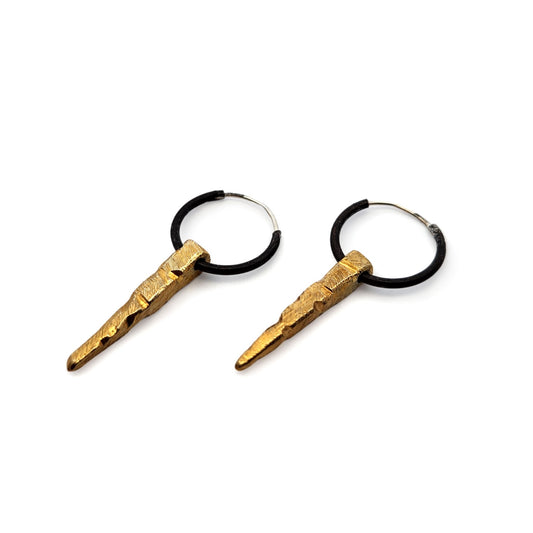 Small Oxidized & Gold-Plated Silver Icicle Hoop Earrings
