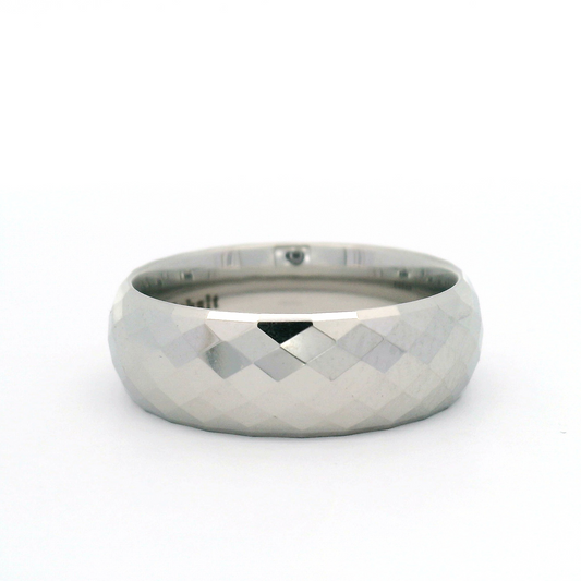 Cobalt 7.5mm Wide Faceted Diamond Pattern Band