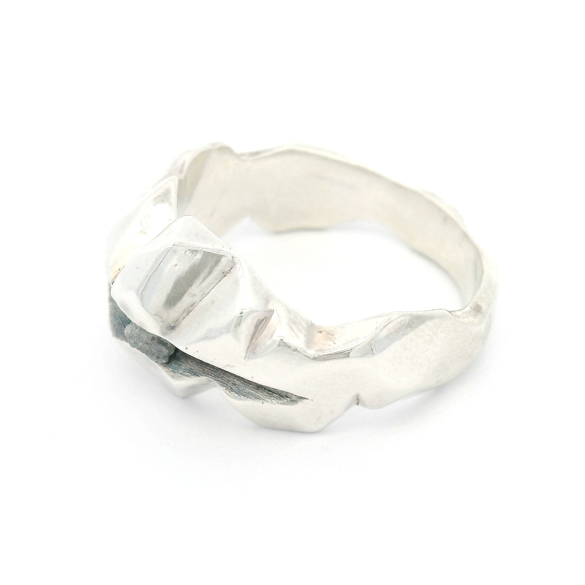 Sterling Silver Ridge Mountain Ring with Rough Diamond