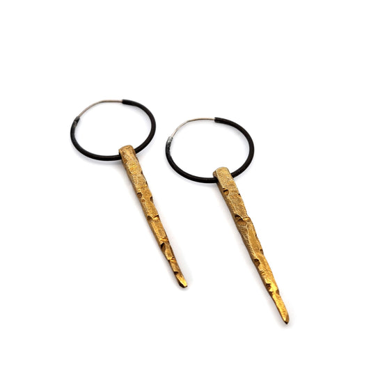 Long Oxidized & Gold-Plated Silver Icicle Hoop Earrings