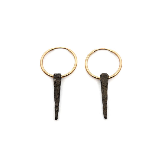 Medium Oxidized & Gold-Plated Silver Icicle Hoop Earrings