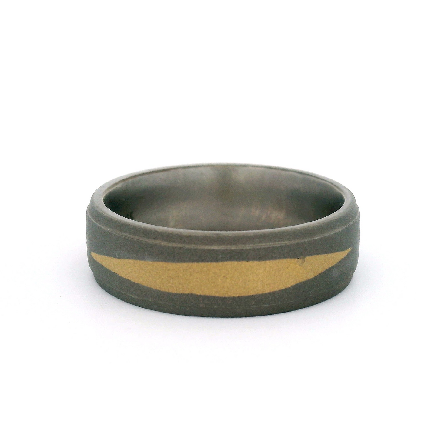 Titanium 7mm Wide Band with 18k Yellow Inlay