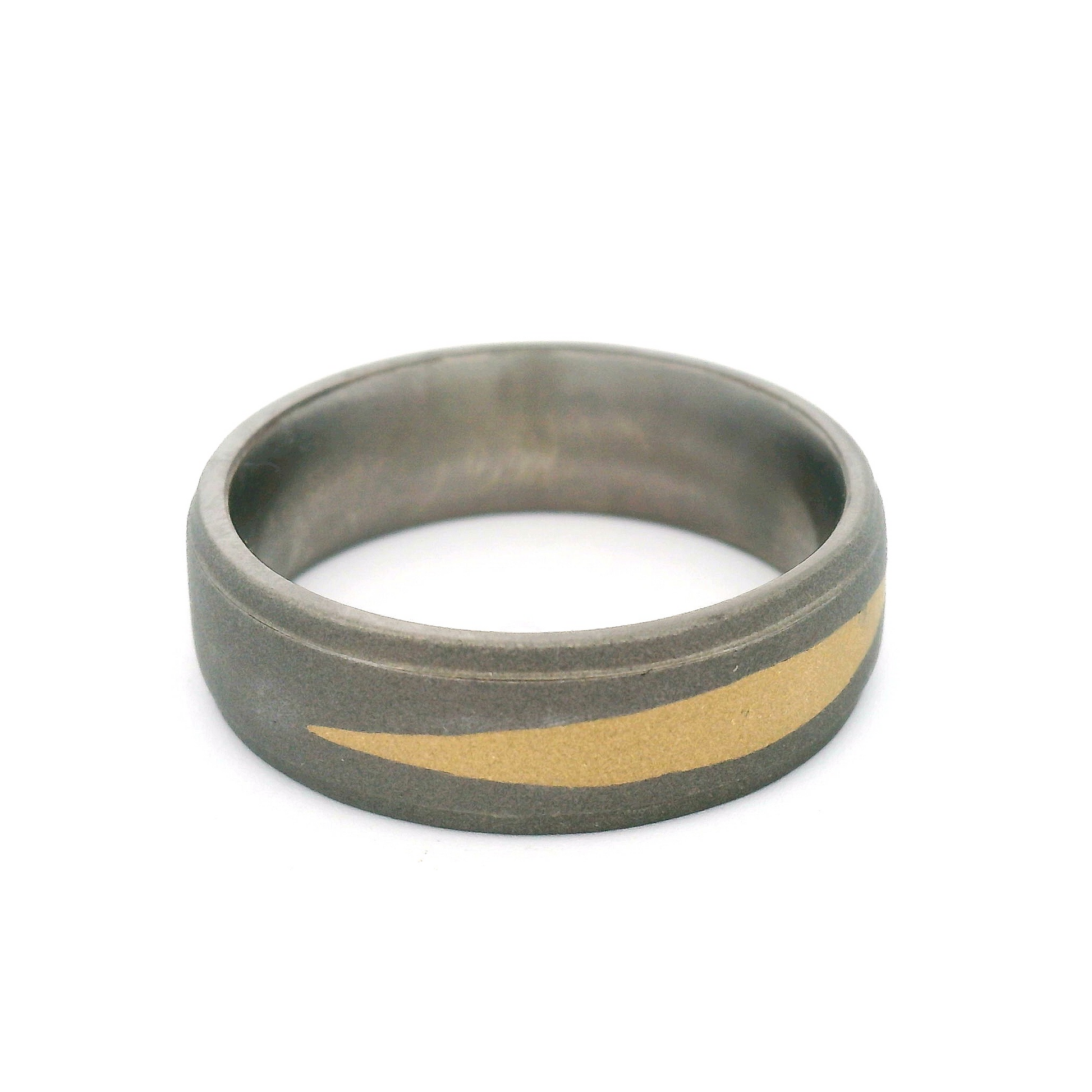 Titanium 7mm Wide Band with 18k Yellow Inlay