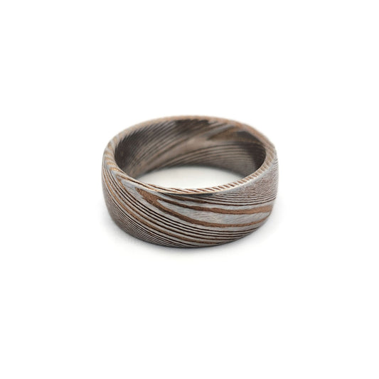 Damascus Steel & Gold-Anodized Ring