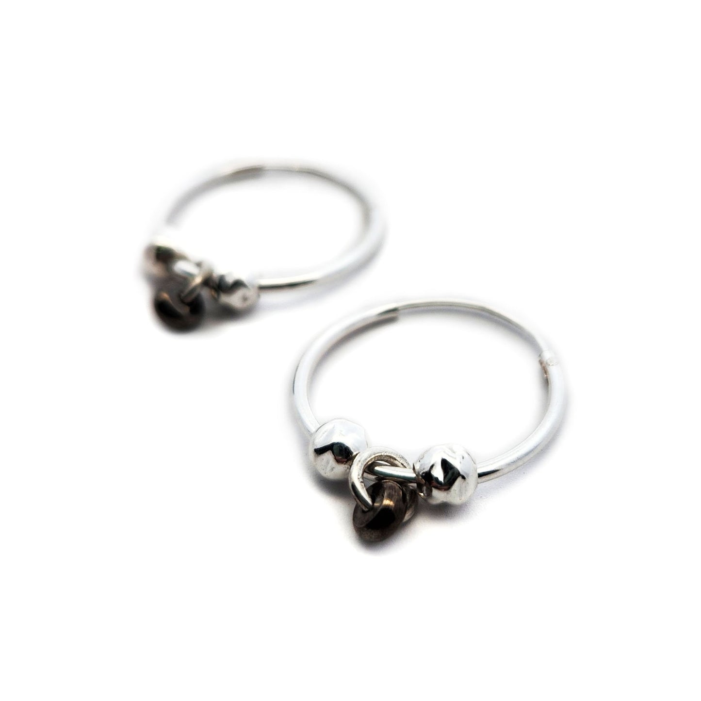 Sterling Silver Hoops with Bead Charms