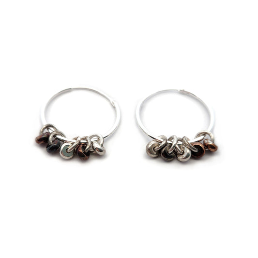 Sterling Silver Hoops with Organic Charms