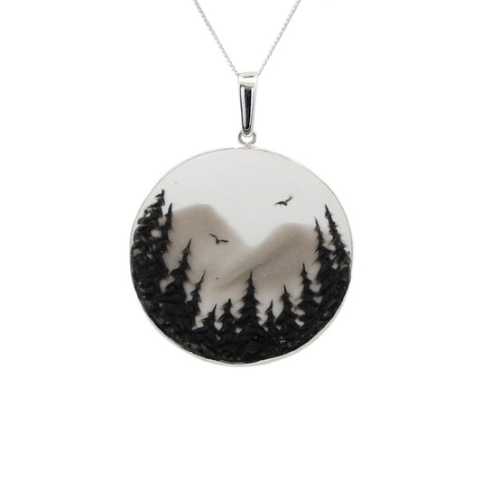 Handmade Polymer Mountain Cedars Large Pendant