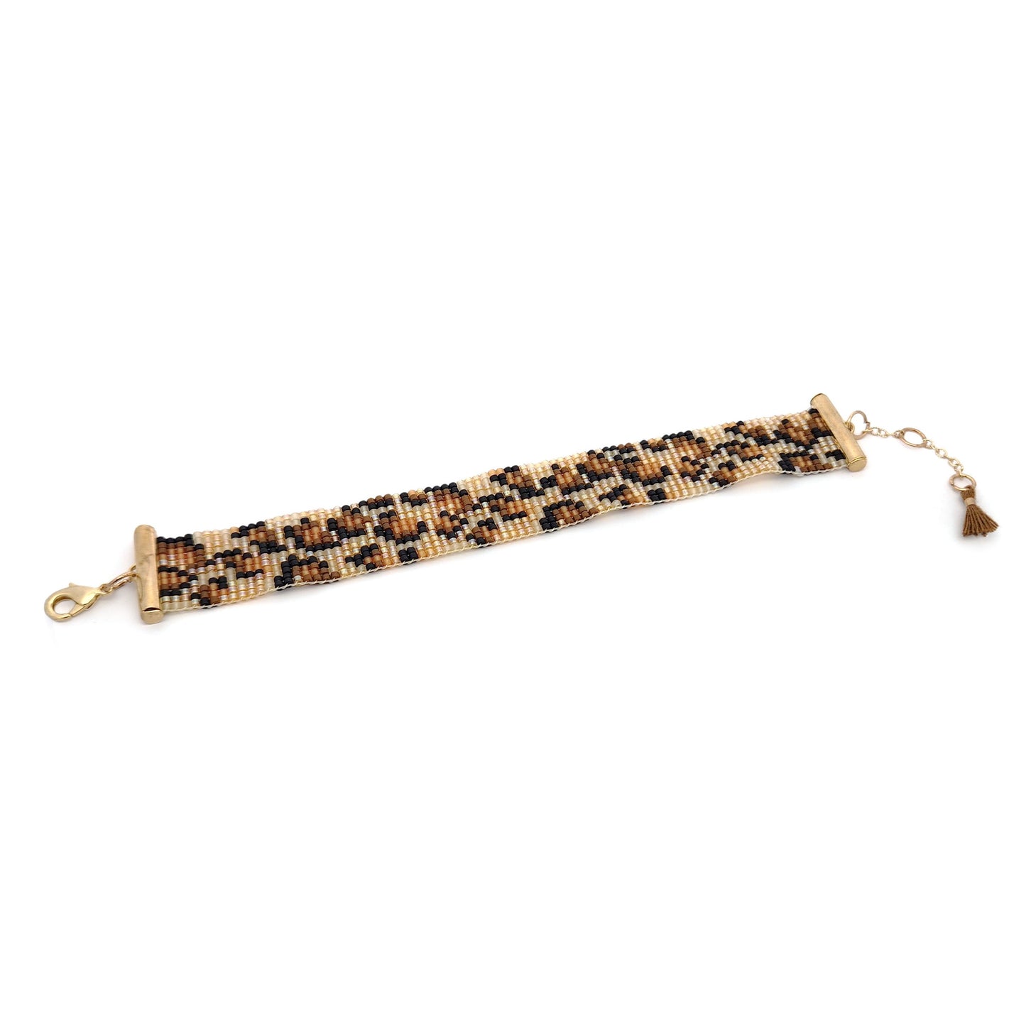 Brown Leopard Beaded Bracelet