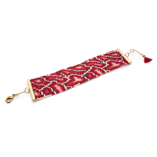 Red Snakeskin Beaded Bracelet