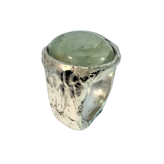 Heavy Aquamarine Ocean Wave Ring