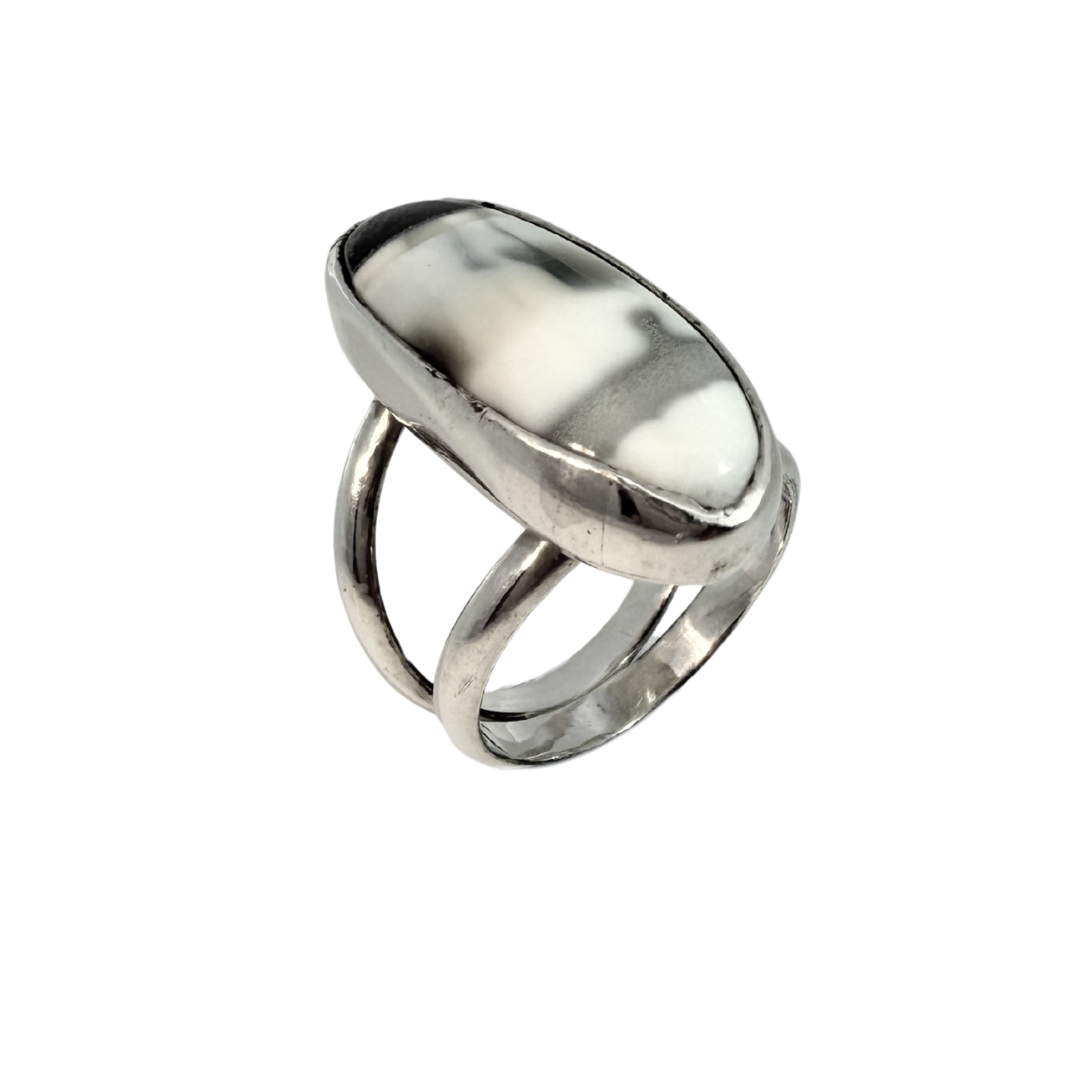 Oval Opal Rough Silver Ring