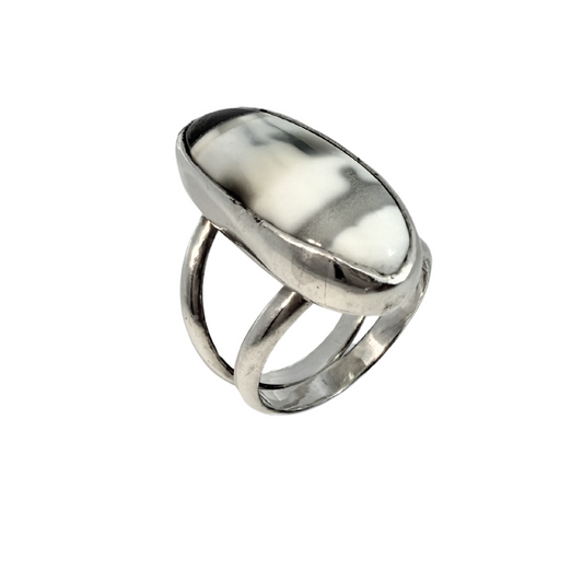 Oval Opal Rough Silver Ring
