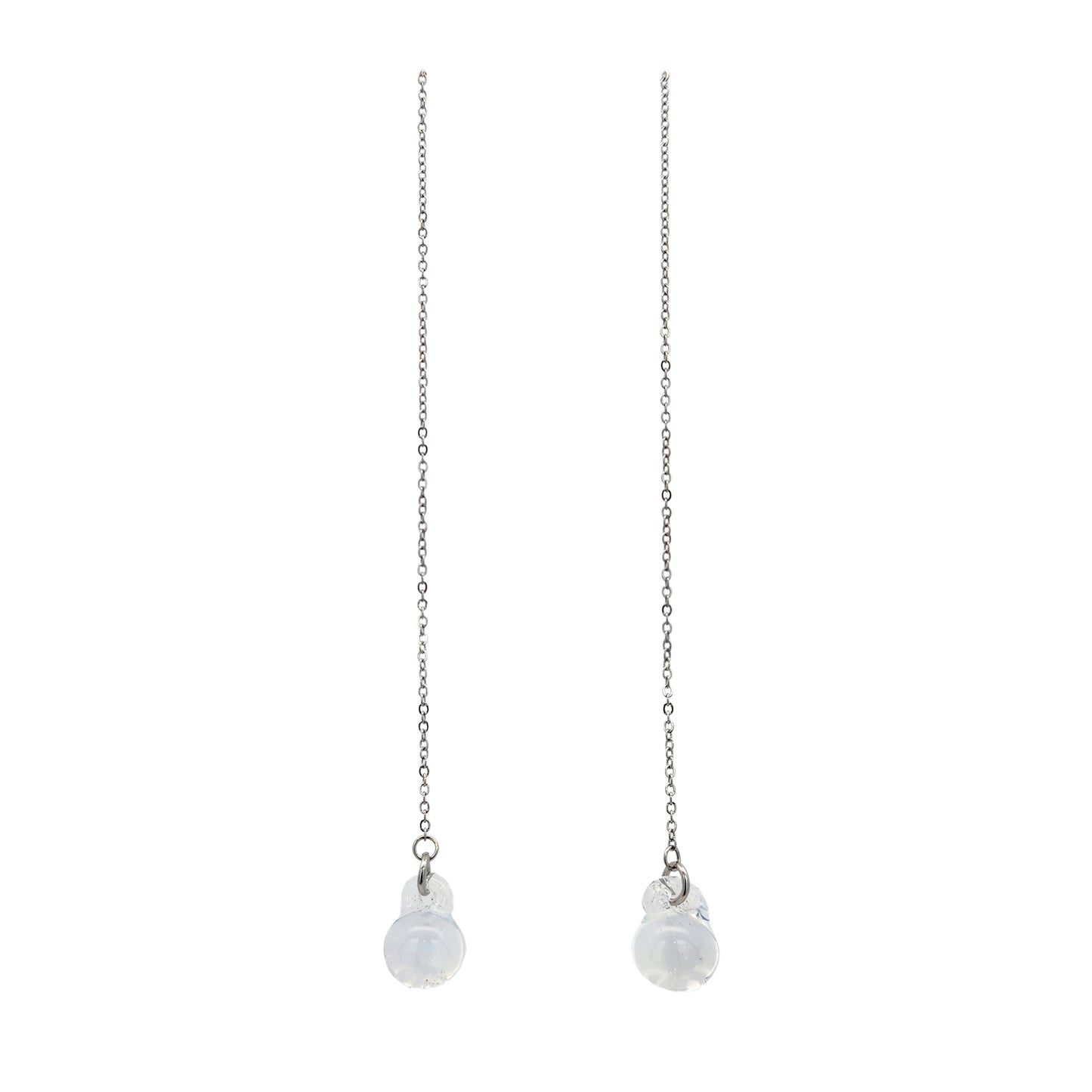 Long Chain Sphere Drop Earrings
