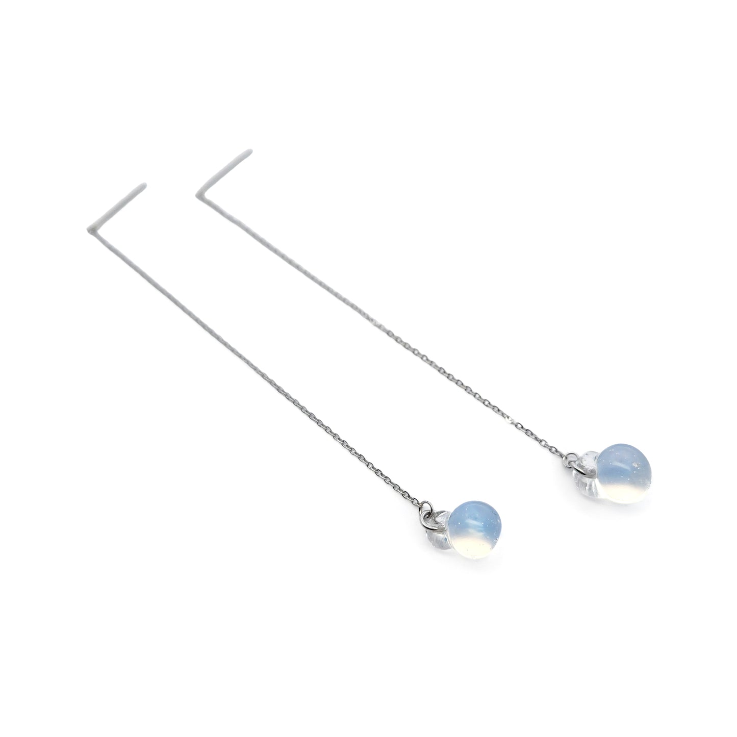 Long Chain Sphere Drop Earrings