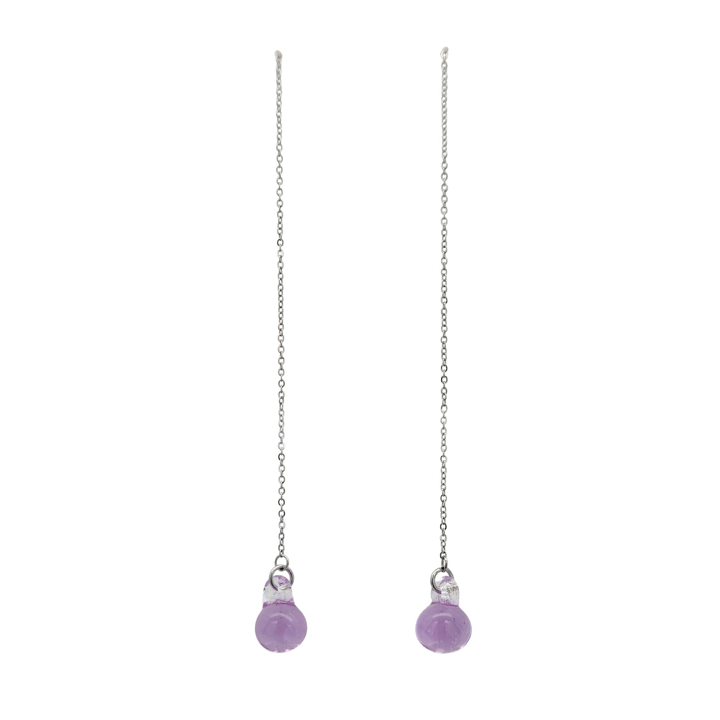 Long Chain Sphere Drop Earrings