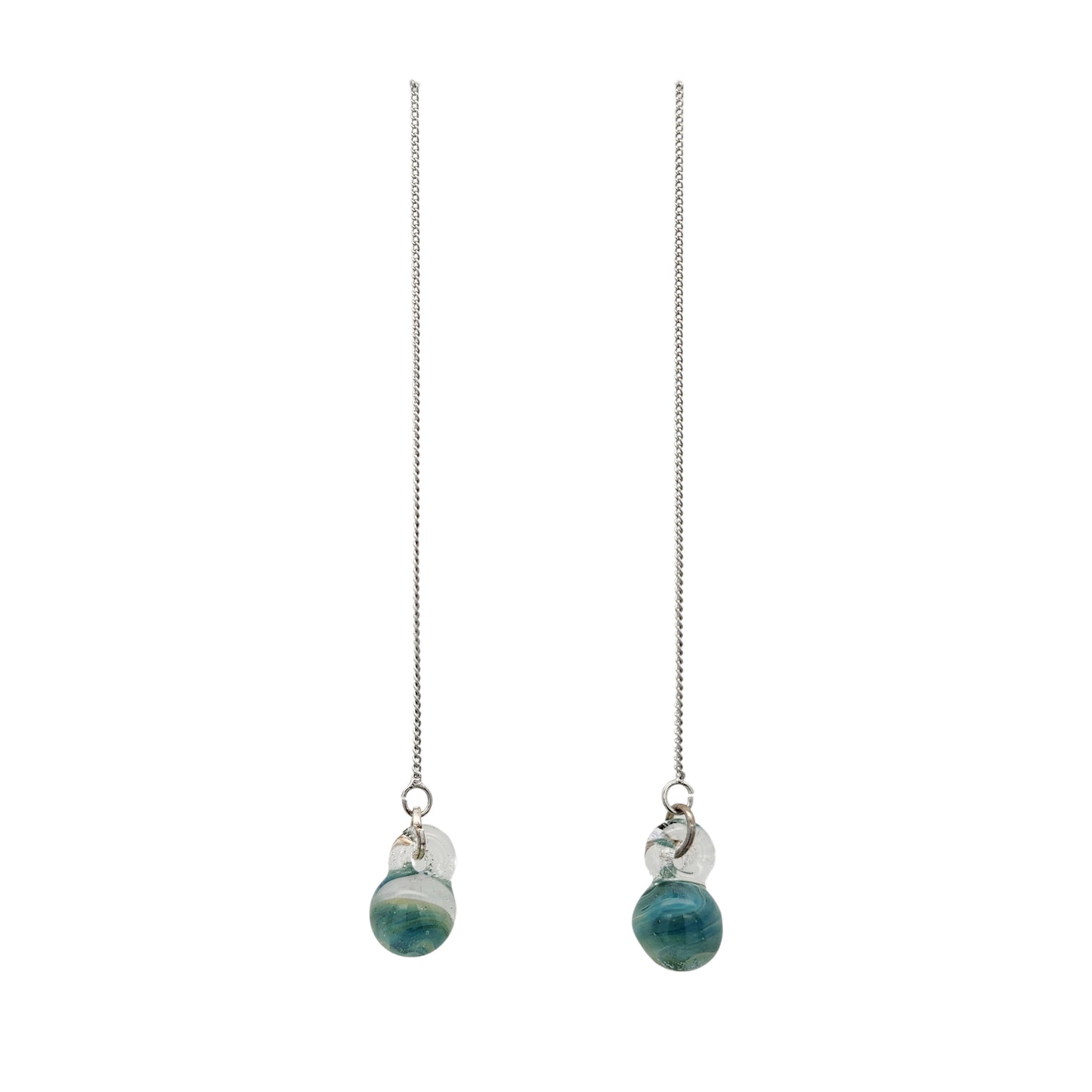 Long Chain Sphere Drop Earrings