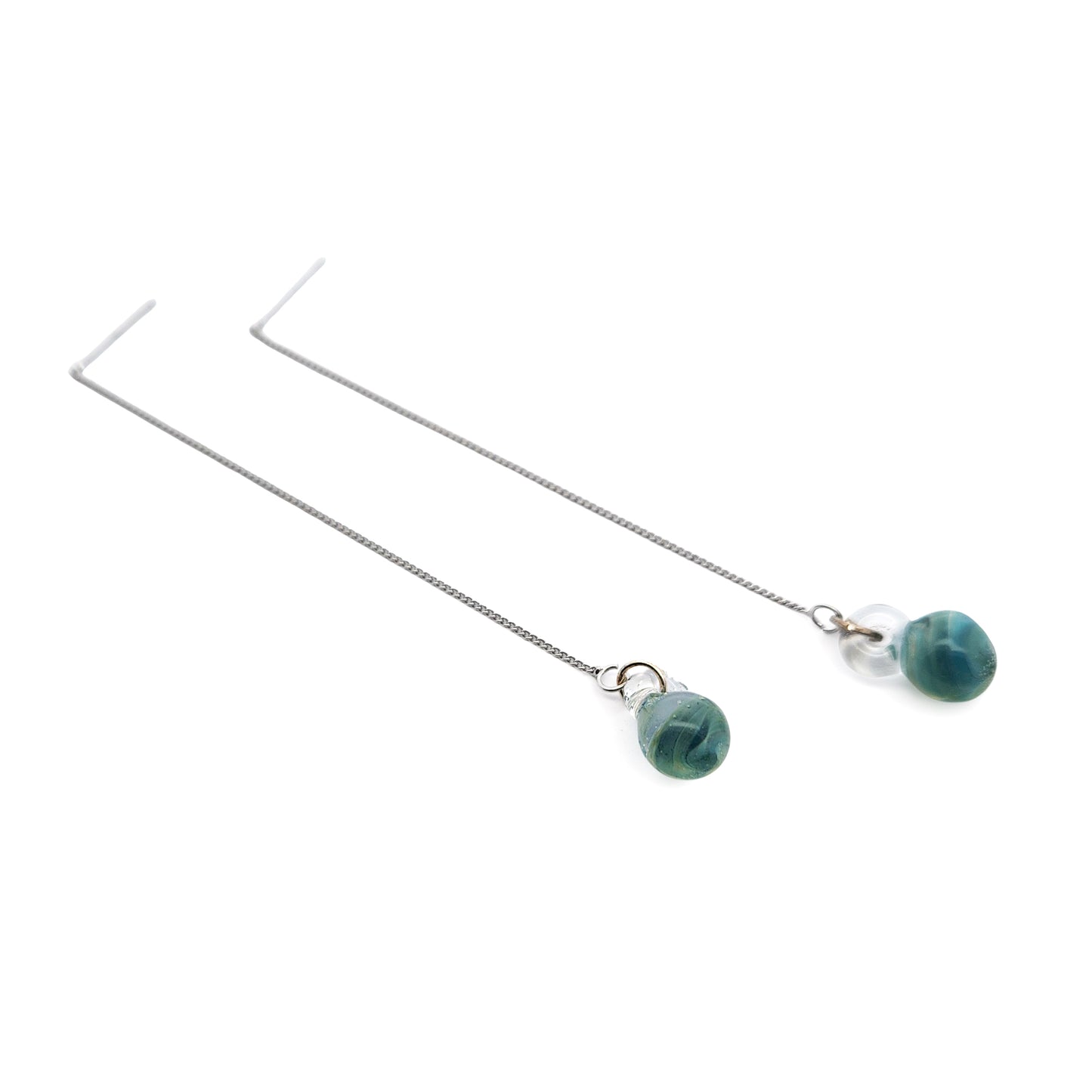 Long Chain Sphere Drop Earrings