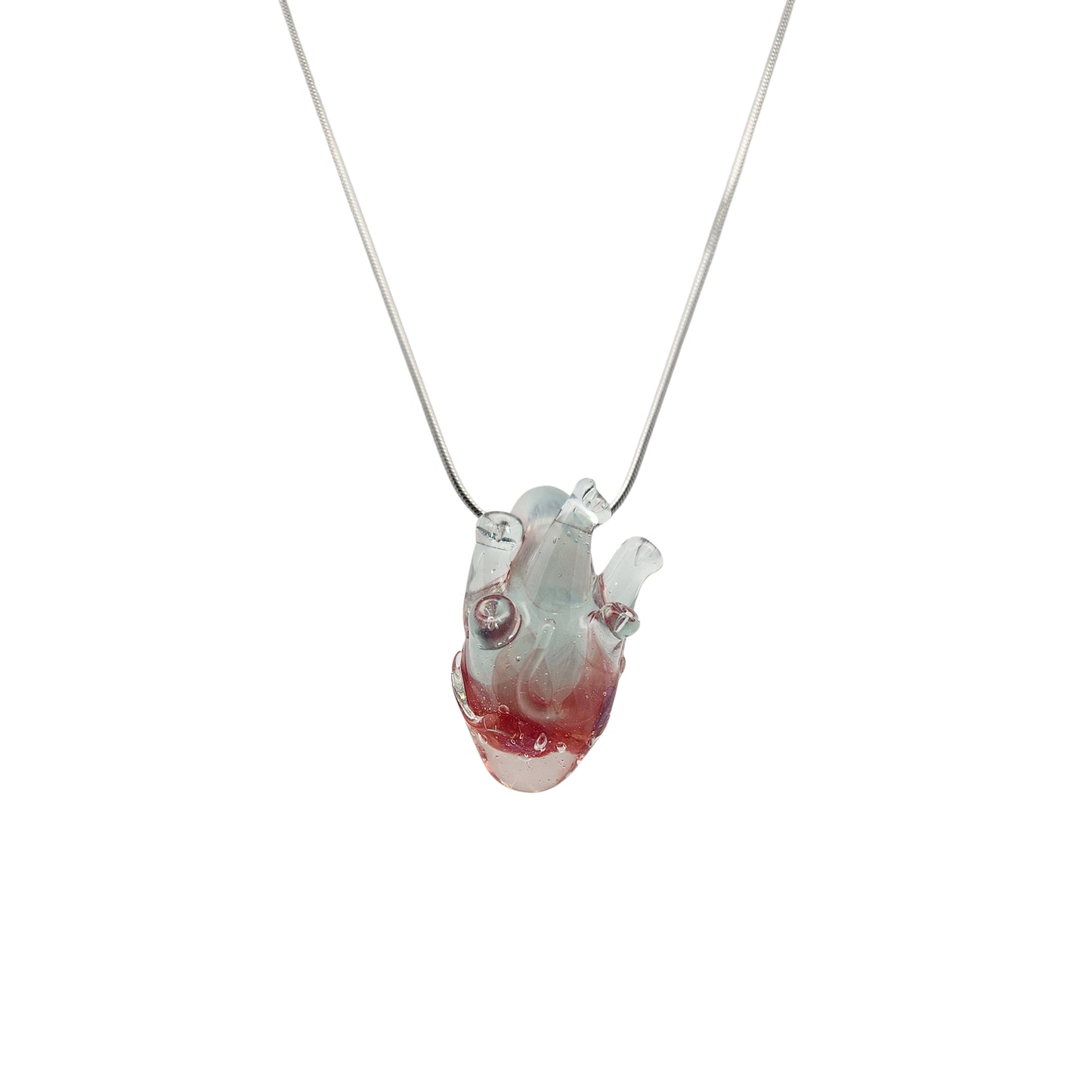 Blue & Red Glass Anatomical Heart Pendant