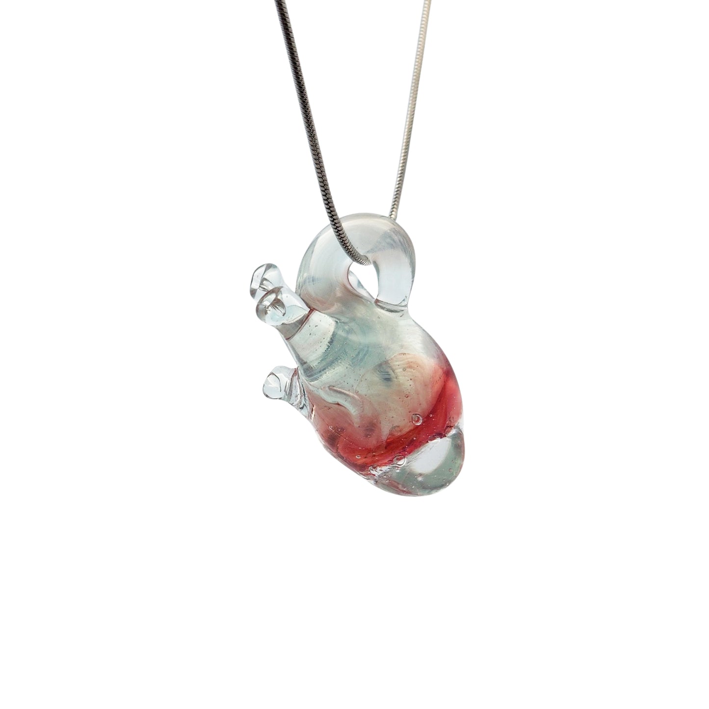 Blue & Red Glass Anatomical Heart Pendant